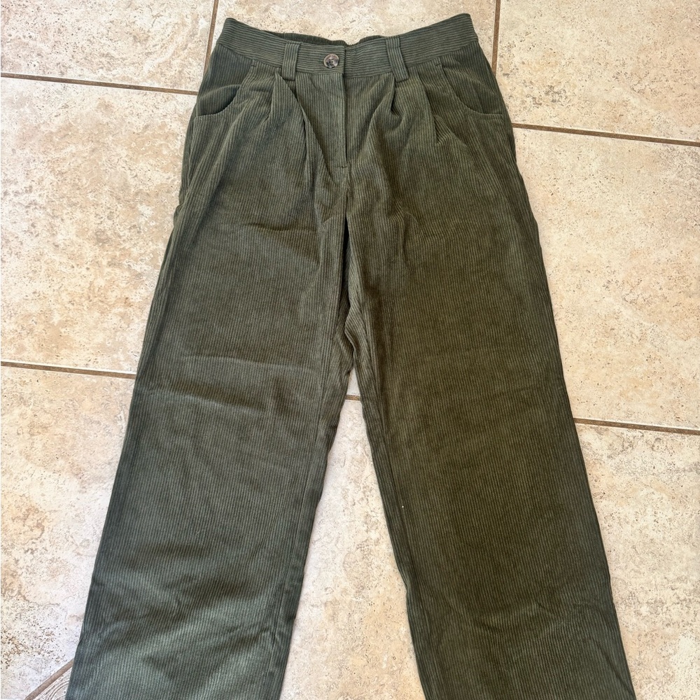 HALARA Green Wide Leg Corduroy Pants